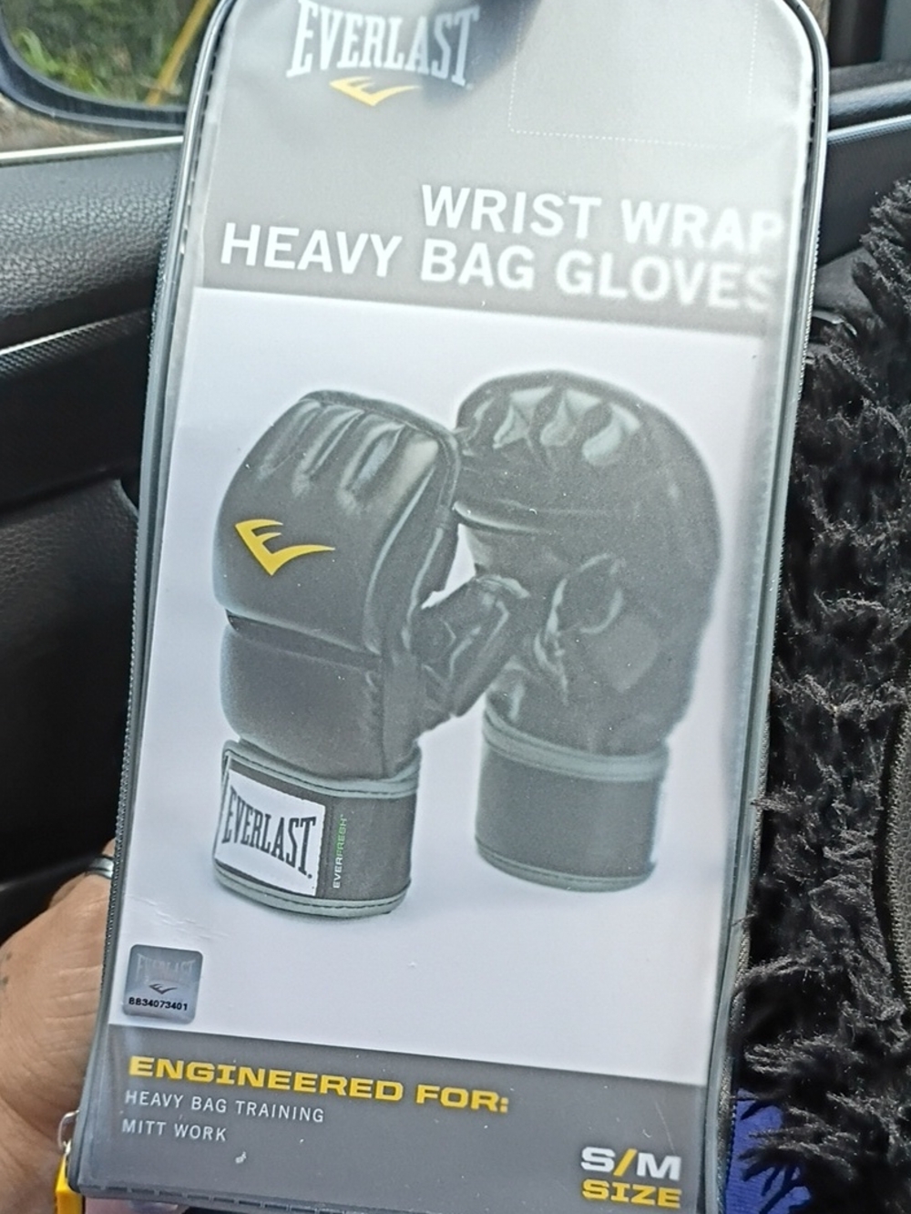 Everlast Black and Yellow Wrist Wrap Heavy Bag Gloves
